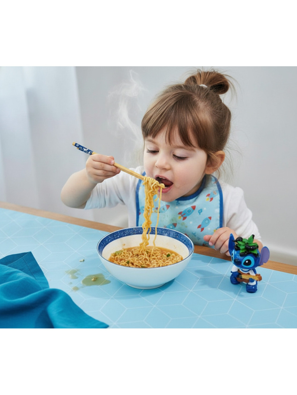 Disney Stitch Ceramic Bowl with Chopsticks Set 30 oz
